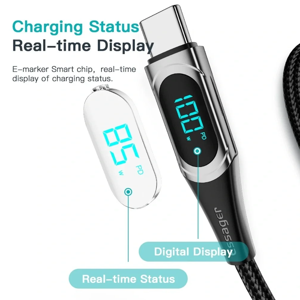USB Type-C To USB C Cable 100W/5A PD Fast Charging Charger